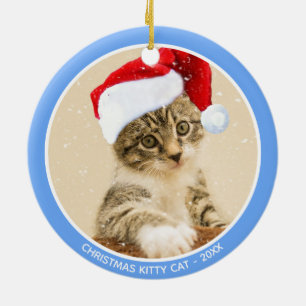 Custom Christmas Baby Kitty Cat Photo Ceramic Tree Decoration