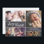 Custom Christmas Baby Photos Joy to the World Holiday Card<br><div class="desc">Personalised this collage baby Christmas greeting/announcement card with your favourite photos. The card is perfect for expressing your excitement in announcing the birth of your first baby and send your family Christmas greeting. Featuring the words "Joy to the world" on a chalkboard background. The words, photos, greeting and sign-off can...</div>