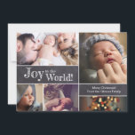 Custom Christmas Baby Photos Joy to the World Holiday Card<br><div class="desc">Personalised this collage baby Christmas greeting/announcement card with your favourite photos. The card is perfect for expressing your excitement in announcing the birth of your first baby and send your family Christmas greeting. Featuring the words "Joy to the world" on a chalkboard background. The words, photos, greeting and sign-off can...</div>