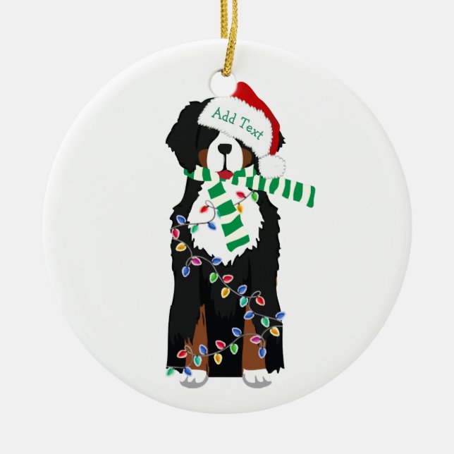 Custom Christmas Bernese Mountain Holiday Dog Ceramic Tree Decoration (Front)