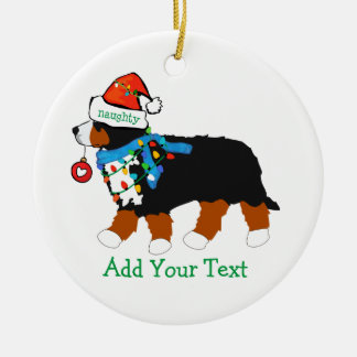 Custom Christmas Bernese Mountain Naughty Dog Ceramic Tree Decoration