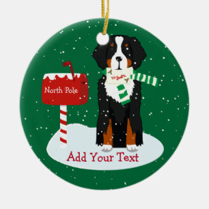 Custom Christmas Bernese Mt Dog Letter To Santa Ceramic Tree Decoration