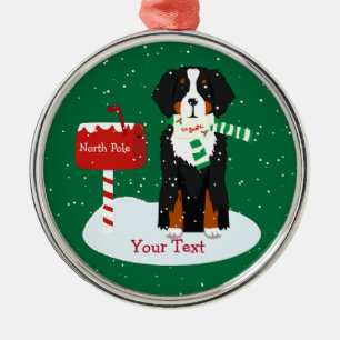 Custom Christmas Bernese Mt Dog Letter To Santa Metal Tree Decoration