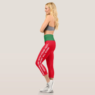Custom Christmas Capri Leggings - Festive Red Gift