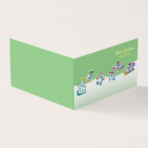 Custom Christmas card snowmen skating