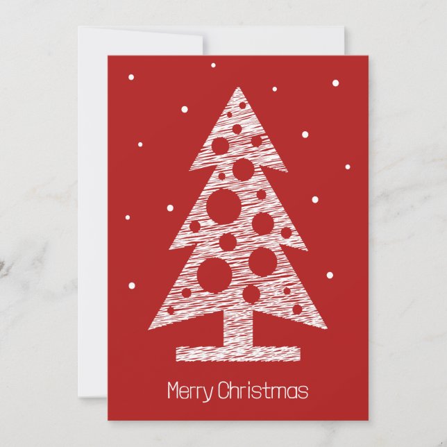 Custom Christmas Card with Abstract Line Art Tree (Front)