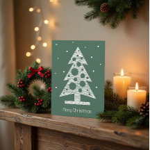 Custom Christmas Card with Abstract Line Art Tree
