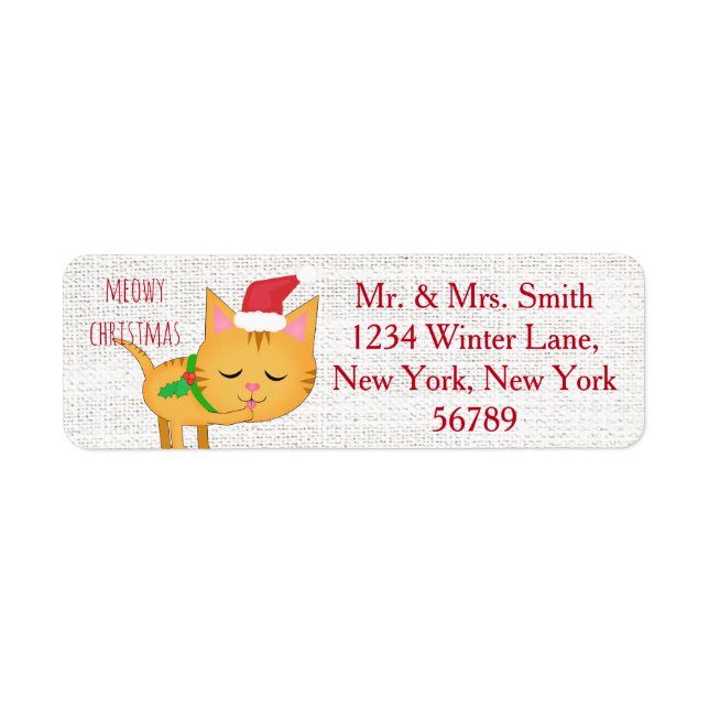 Custom Christmas Cat Return Address Labels (Front)