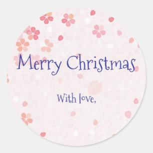 Custom Christmas Cherry blossoms Japanese Washi Classic Round Sticker
