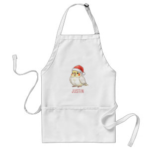 Custom Christmas Cockatiel Wearing Santa Hat Standard Apron