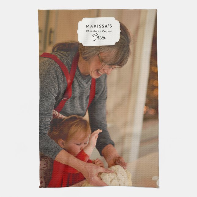 Custom Christmas Cookie Baking Crew Personalized Tea Towel (Vertical)