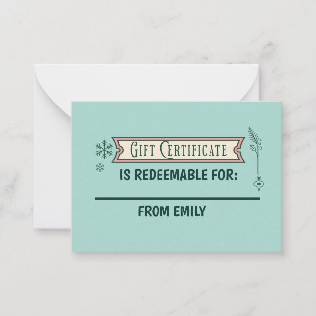 Custom Christmas Coupon Card Redeemable Gift  (Front)