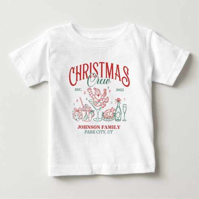 Custom Christmas Crew Matching Family Group Baby T-Shirt (Front)