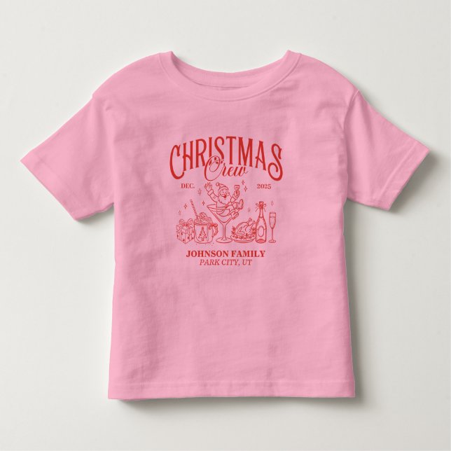 Custom Christmas Crew Matching Family Group Toddler T-Shirt (Front)