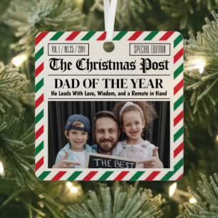 Custom Christmas Dad Gift, Fun Dad Newspaper  Metal Tree Decoration