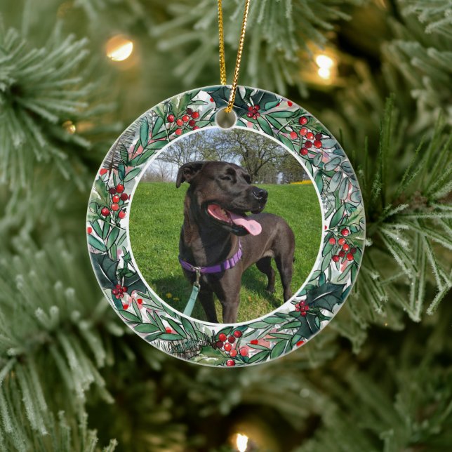 Custom Christmas Dog or Cat Keepsake Photo Ceramic Tree Decoration (Tree)