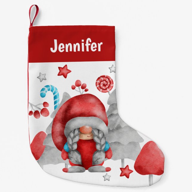 Custom Christmas Female Gnome Stocking (Front)