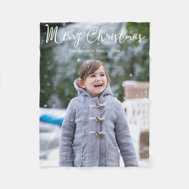 Custom Christmas Fleece Blankets With Photo (Front)