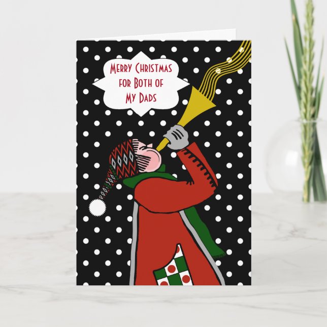 Custom Christmas for Both of My Dads, Trumpet Joy Holiday Card (Front)