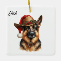 Custom Christmas German Shepherd Dog Cowboy Hat