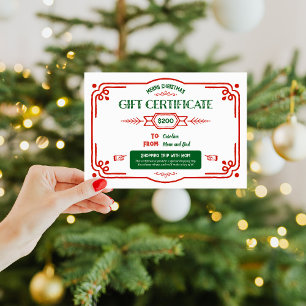 Custom Christmas Gift Certificate Holiday Card
