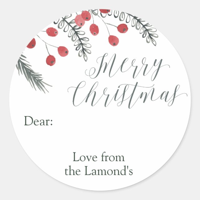 Custom Christmas Gift Tag Stickers Round (Front)