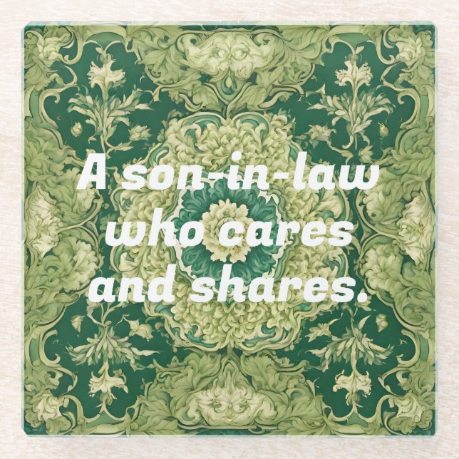 Custom Christmas Gifts for Son in Law Persian Tile Glass Coaster (Front)