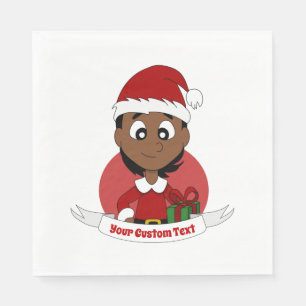 Custom christmas girl cartoon napkin
