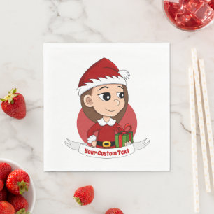 Custom christmas girl cartoon napkins