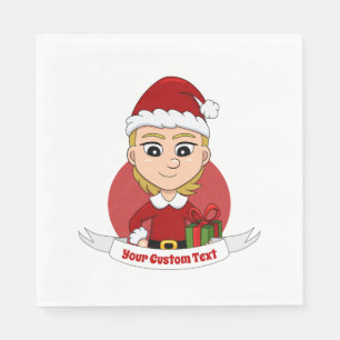 Custom christmas girl cartoon napkins