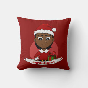 Custom christmas girl cartoon throw pillow