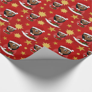 Custom christmas girl cartoon wrapping paper