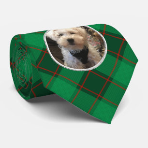 Custom Christmas Green and Red Plaid Photo Frame Tie