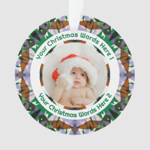 Custom Christmas Green Brown Family Photo Gift Ornament