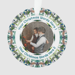 Custom Christmas Green Brown Family Photo Gift Ornament