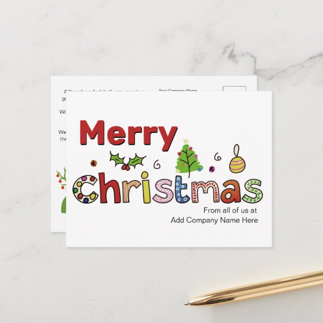 Custom Christmas Greetings Customer Holiday Postcard (Front/Back In Situ)