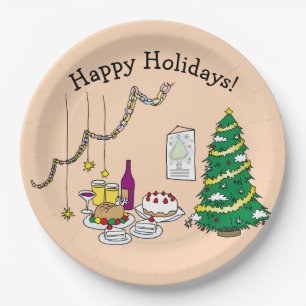 Custom Christmas Holiday Fun Cute Party Paper Plate