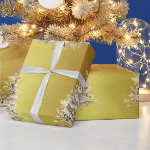 Custom Christmas Holiday Gold Tree Gift Wrapping Paper