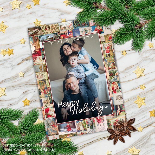 Custom Christmas Holiday Greetings Pattern Holiday Card (Creator Uploaded)