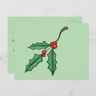 Custom Christmas Holly Postcards