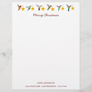 Custom Christmas Hummingbirds  Stationery Custom Letterhead