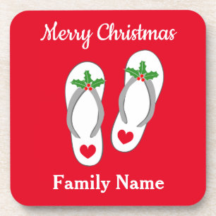 Custom Christmas in July beverage coaster