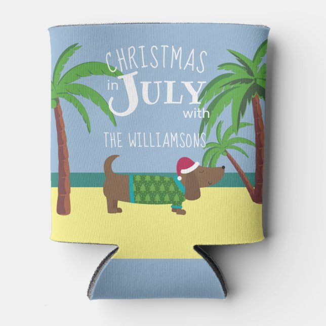 Custom Christmas in July Party  Can Cooler (Front)