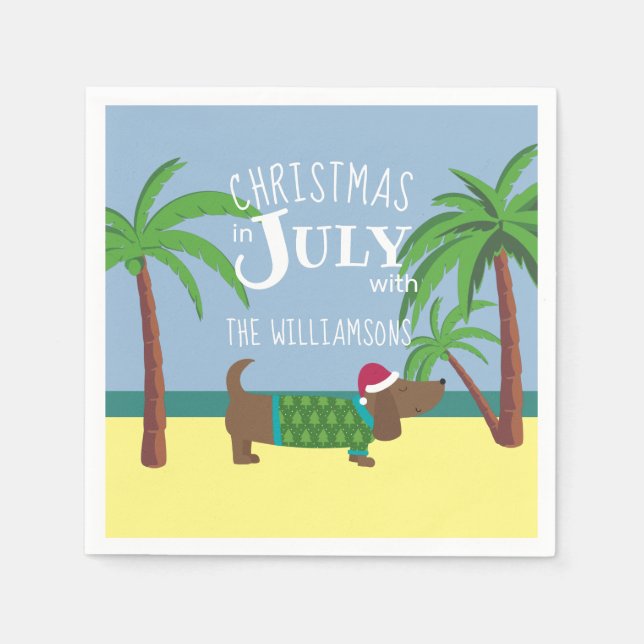 Custom Christmas in July Party Square  Napkin (Front)