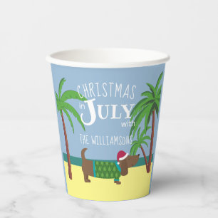Custom Christmas in July Party Square Paper Coaste Cups