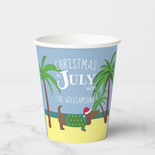 Custom Christmas in July Party Square Paper Coaste Cups (Front)