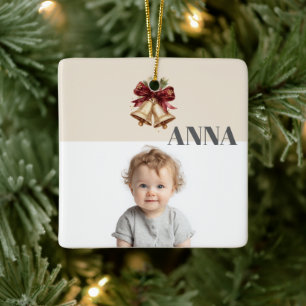 Custom Christmas Kid Photo & Name Xmas Ornament