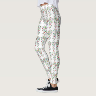 Custom Christmas Lights Coquette Bow Elegant White Leggings