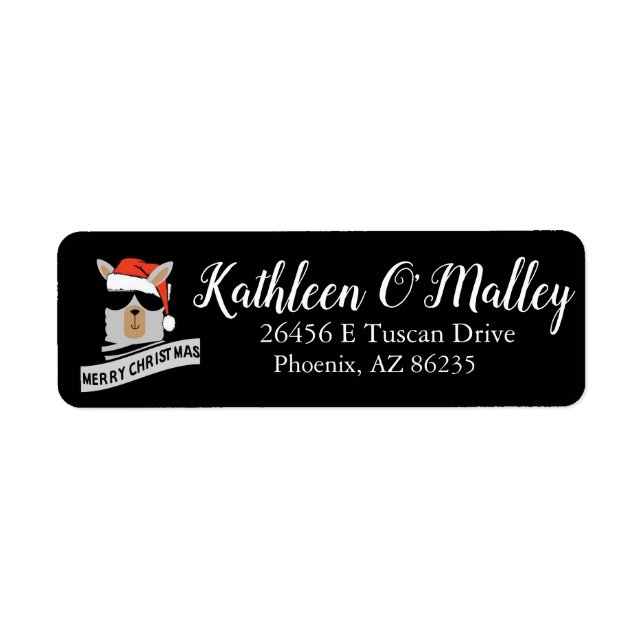 Custom Christmas Llama Personalised Return Address (Front)