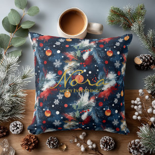 Custom Christmas Name Pillow with Artistic Quote